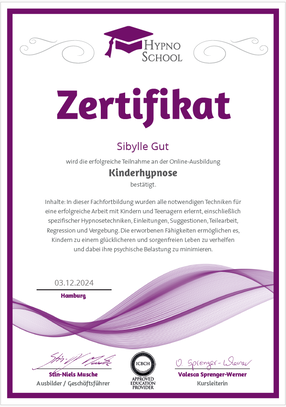 Zertifikat Kinderhypnose
