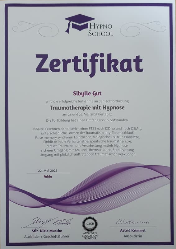 Zertifikat Traumatherapie Basel Hypnose